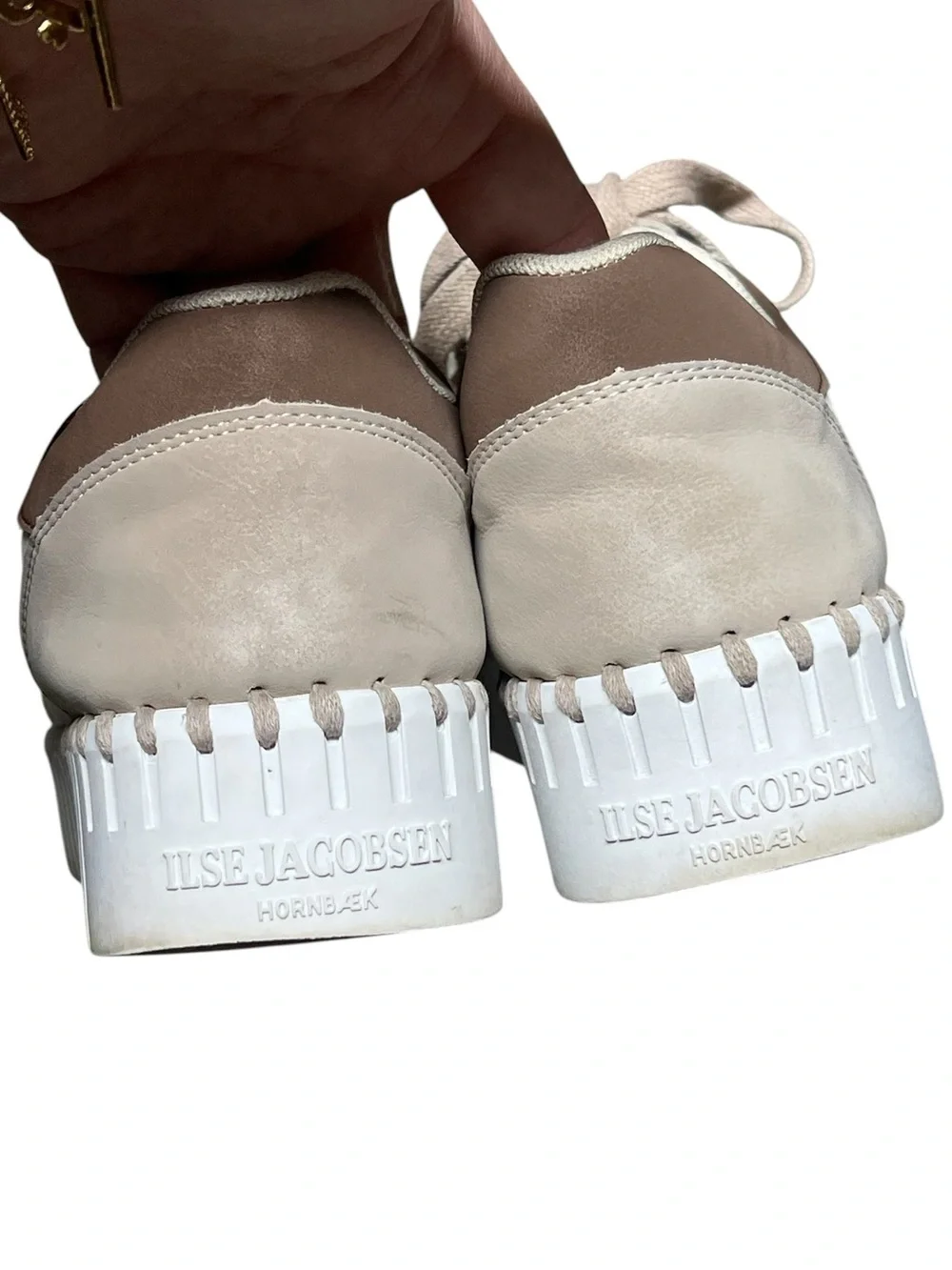 Ilse Jacobsen tulip neutral leather lace up platform sneakers in Lily white - Picture 5 of 10
